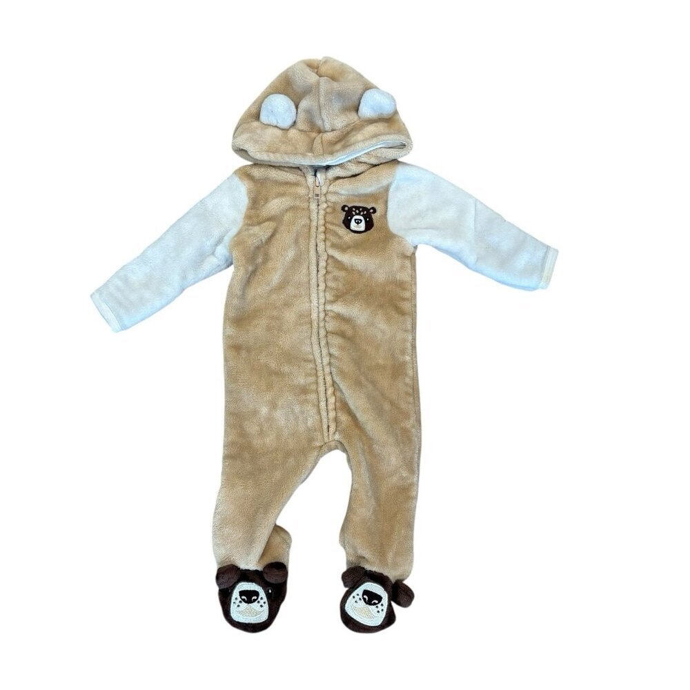 Mick & Mack Infant Baby Boy 0-3 Months Teddy Bear Full Zip Hooded Cozy Sleeper